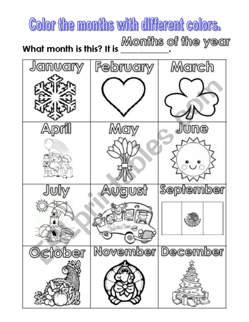 Months of the year worksheet