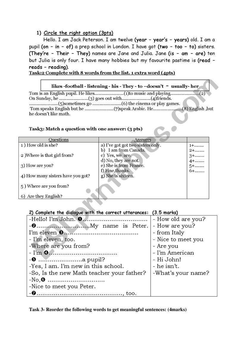 7th form mid term test 1 language