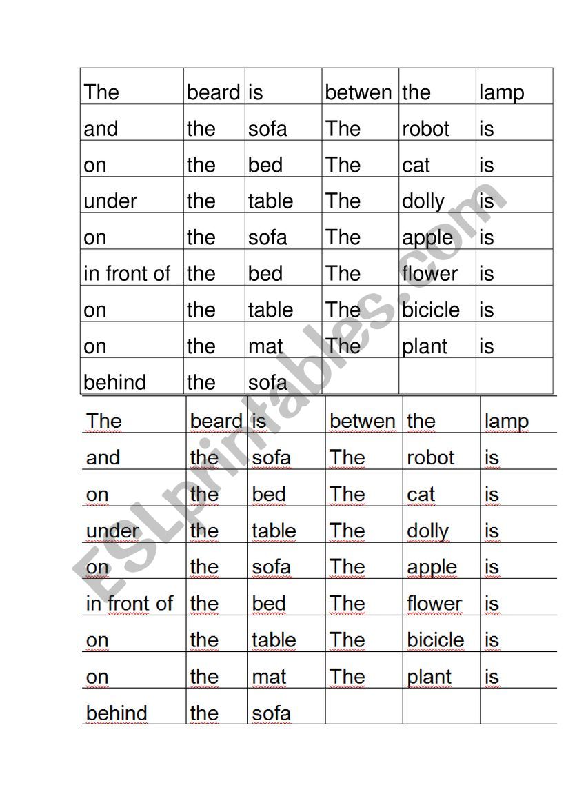 prepositions of place worksheet