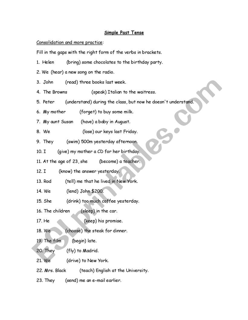 SIMPLE PAST CONTRIBUTION worksheet