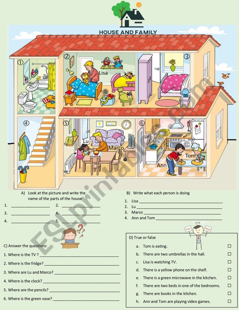 House and family worksheet