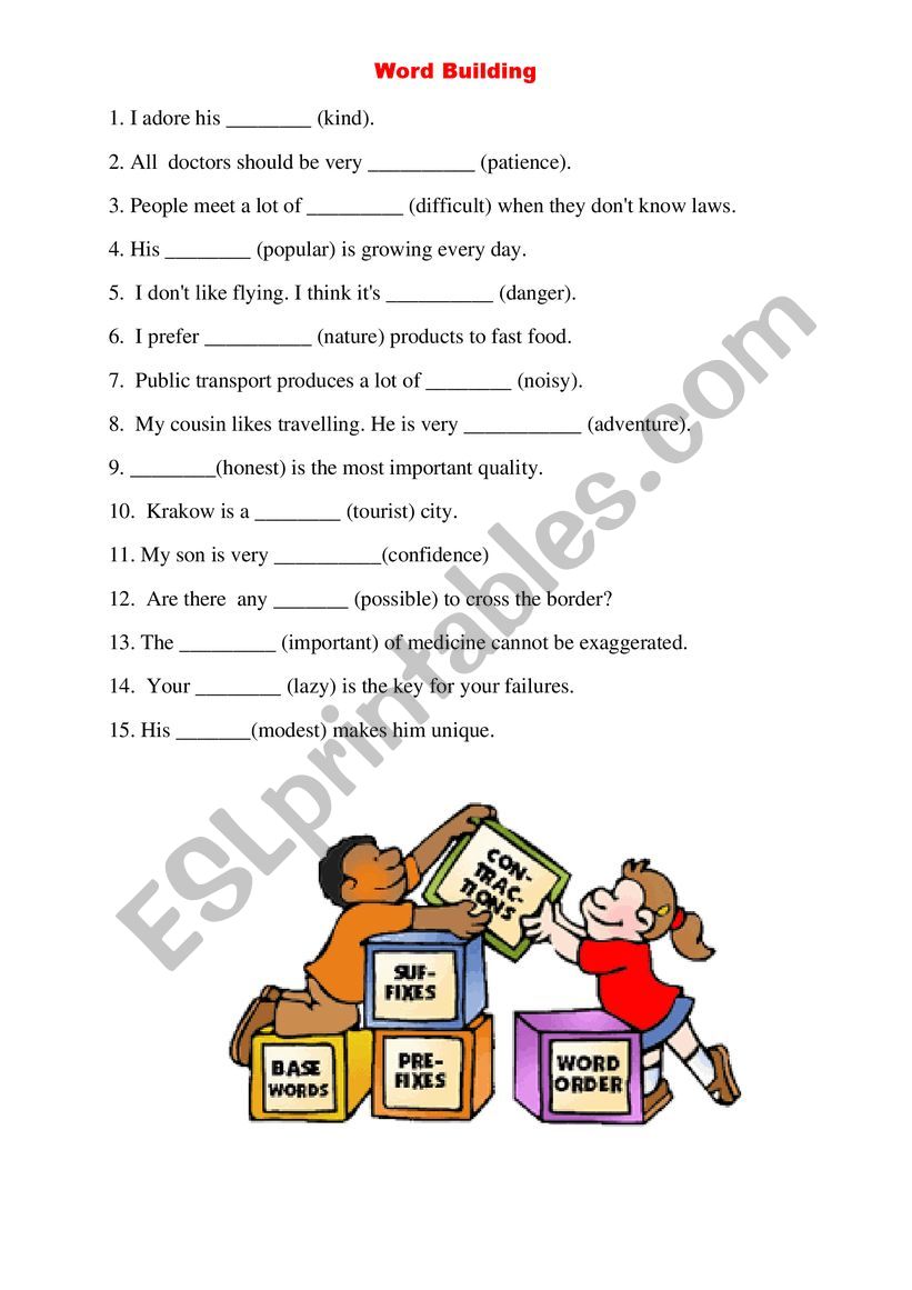 Word Formation. Adjectives and nouns.