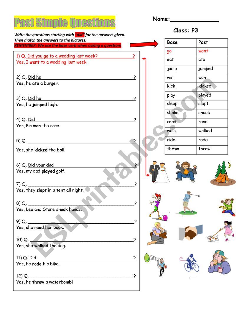 Past Simple Questions worksheet