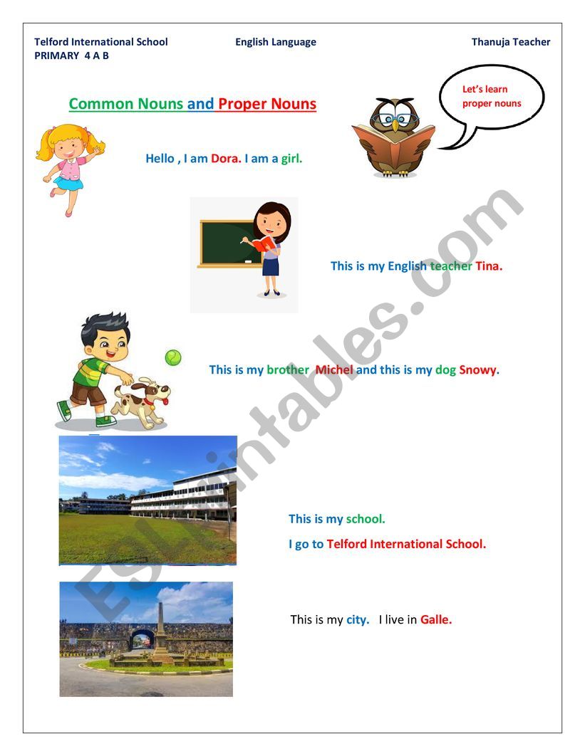 common and proper worksheet