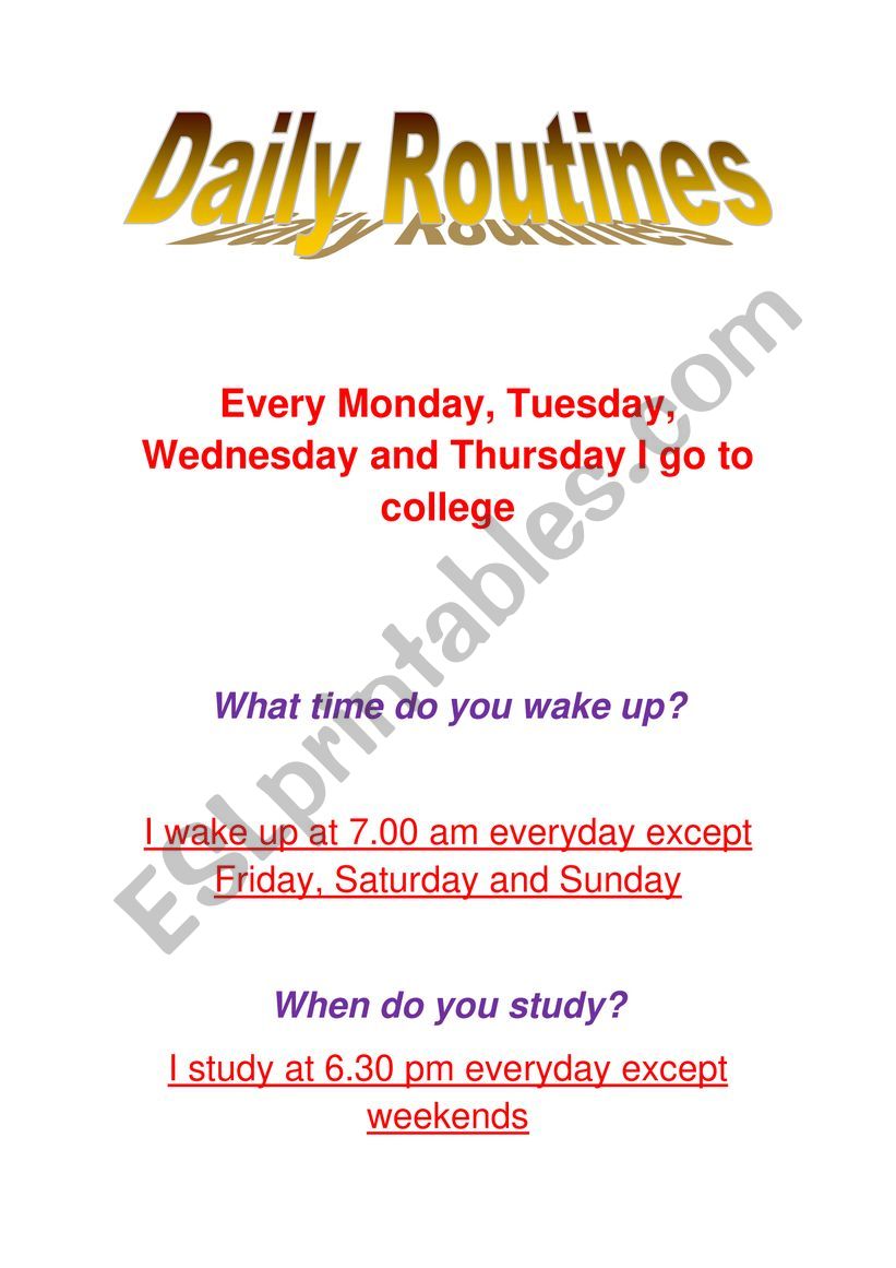 Daily Routine Poster worksheet