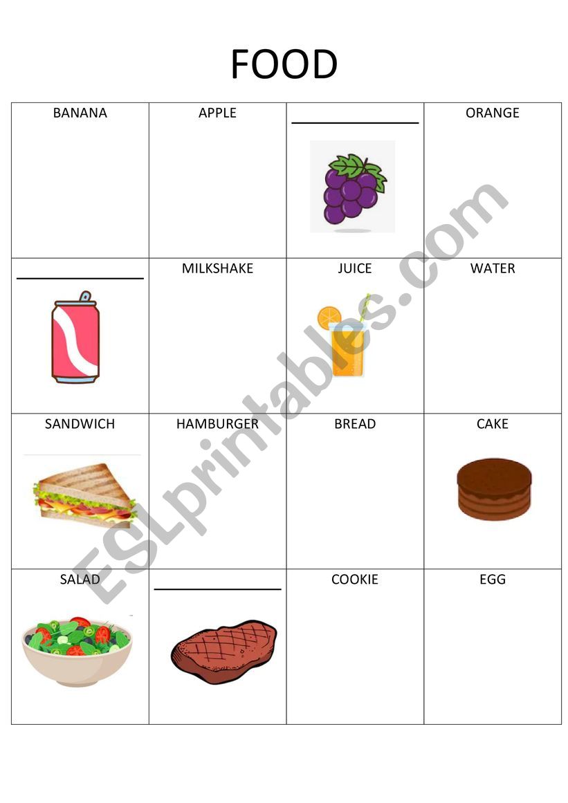 FOOD - ESL worksheet by andri123