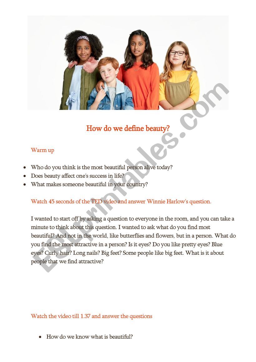 TED Beauty worksheet