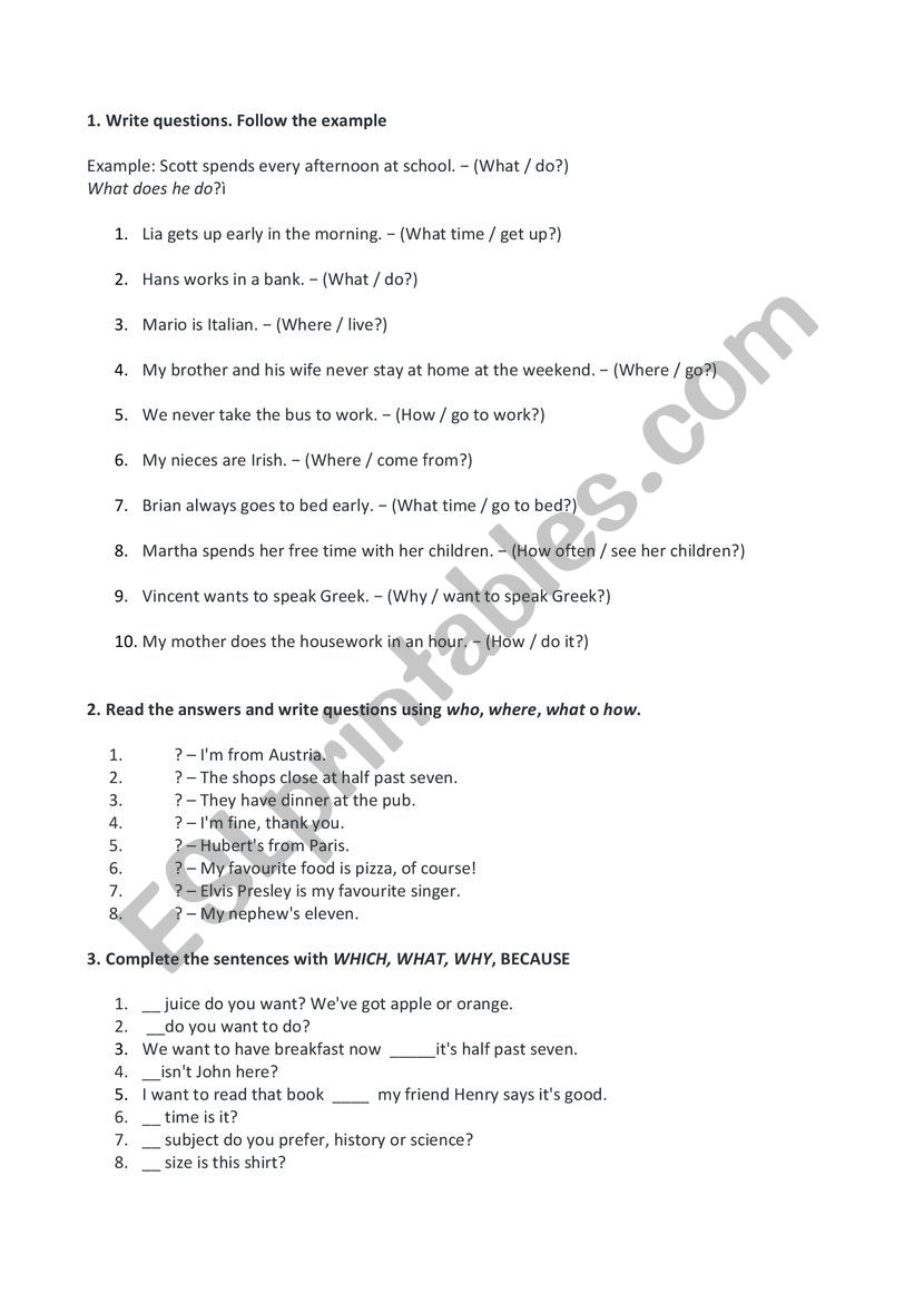 simple present worksheet