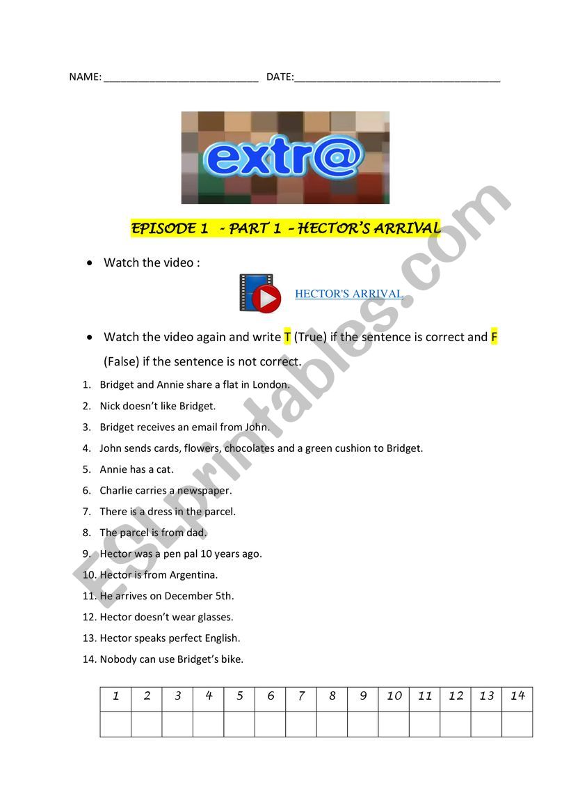 Extra - Episode 1 Part 1 worksheet
