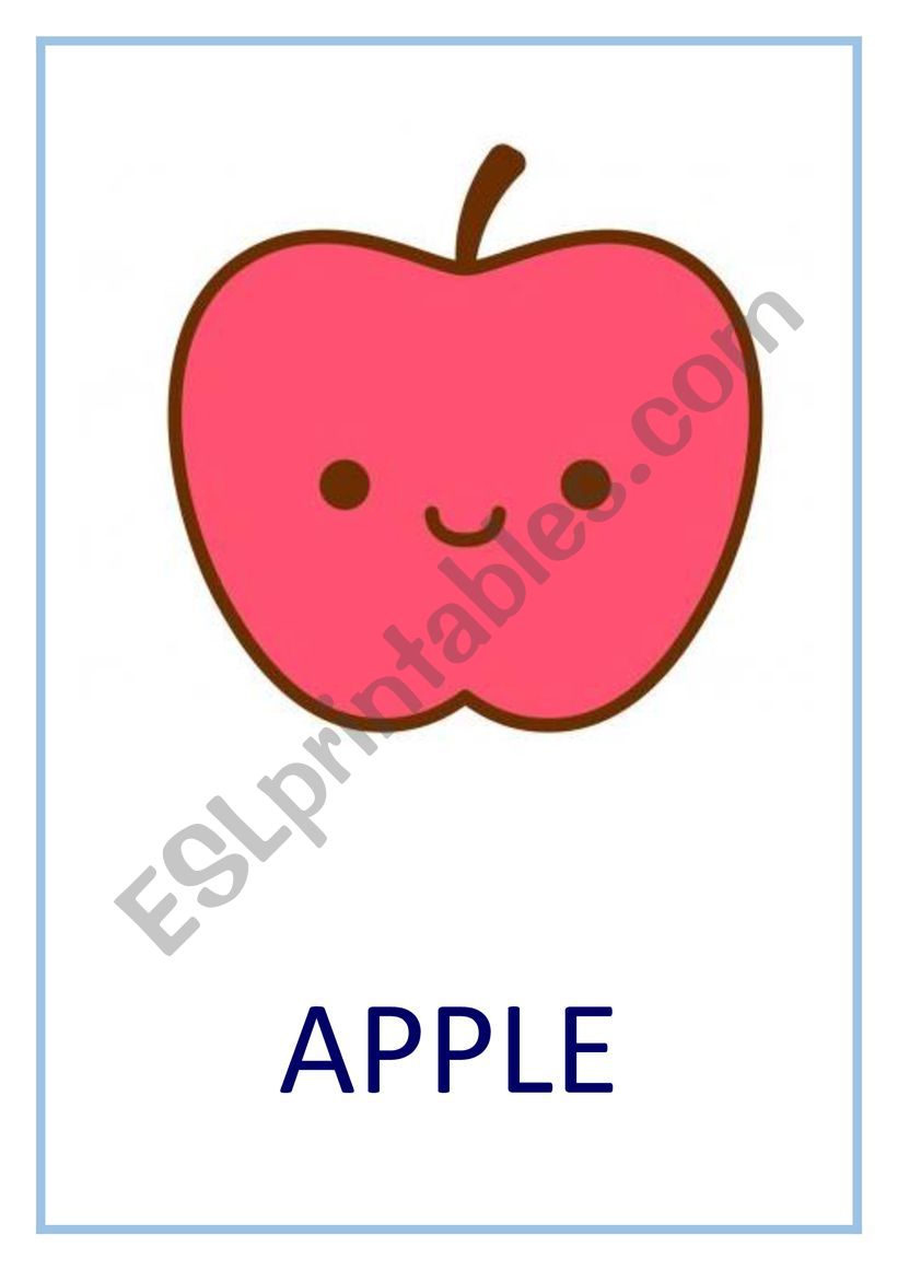 cute FRUITS flashcards for ESL 