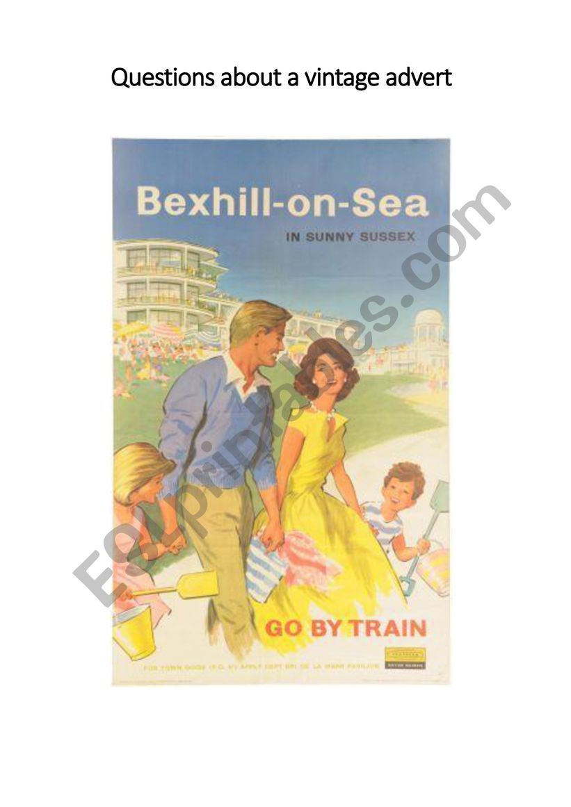 Describe a vintage advert worksheet