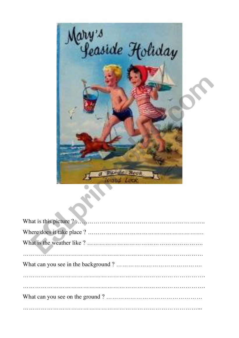 Mary s seaside holiday worksheet