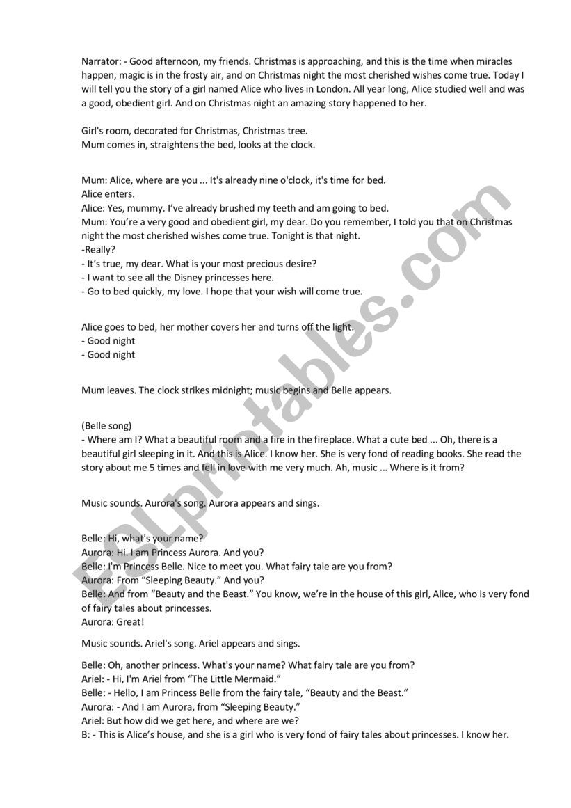 Disney Princess Christmas Play Script