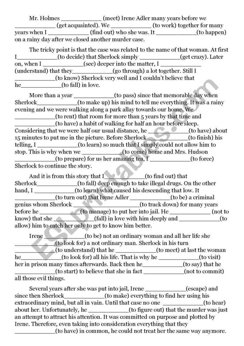 Sherlock worksheet