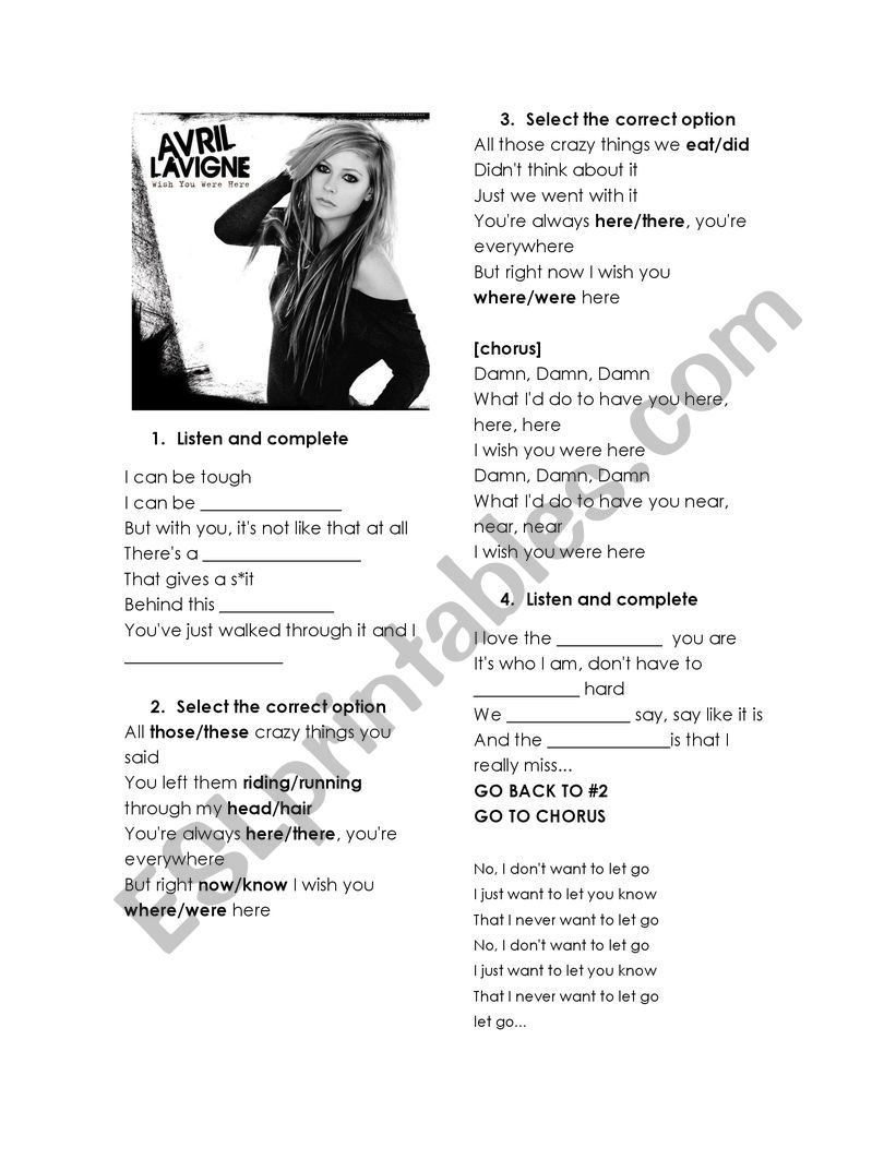 Wish you were here worksheet