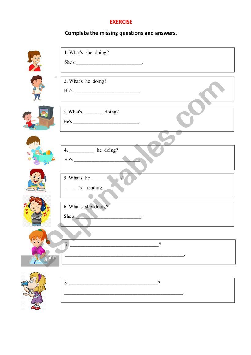 What�s he doing? worksheet