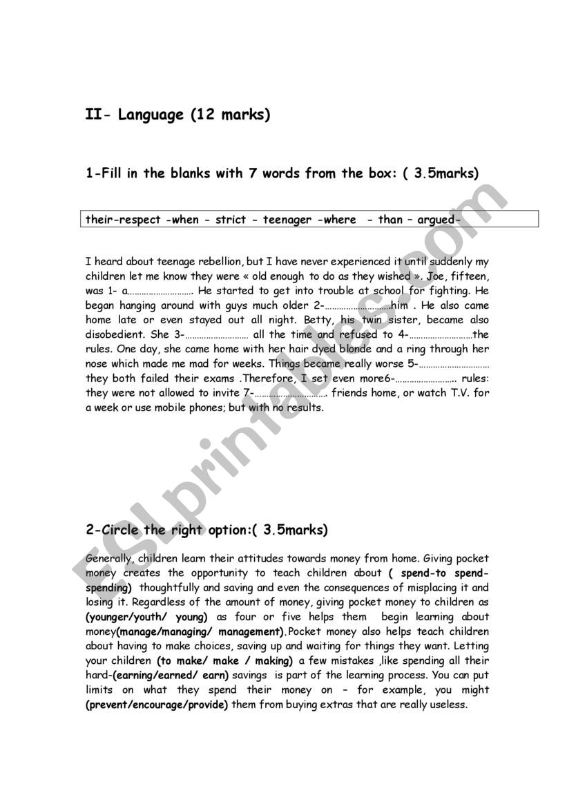 Language tasks module 1 worksheet