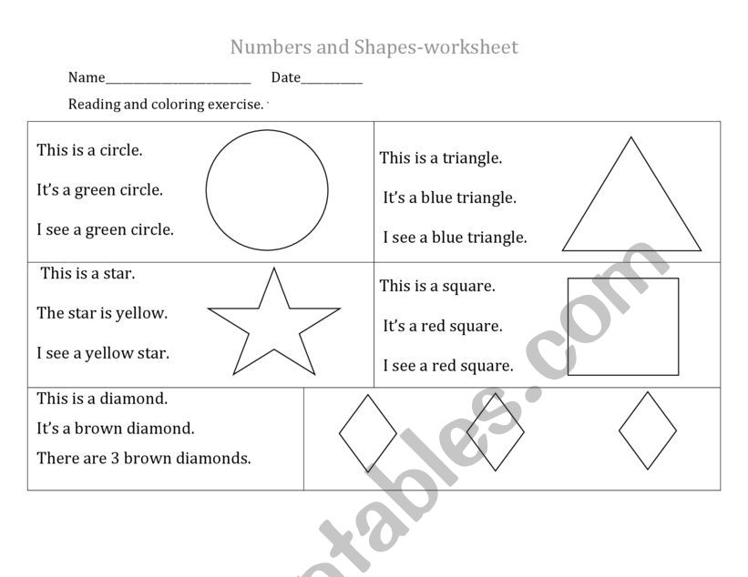 Number and Shapes worksheet