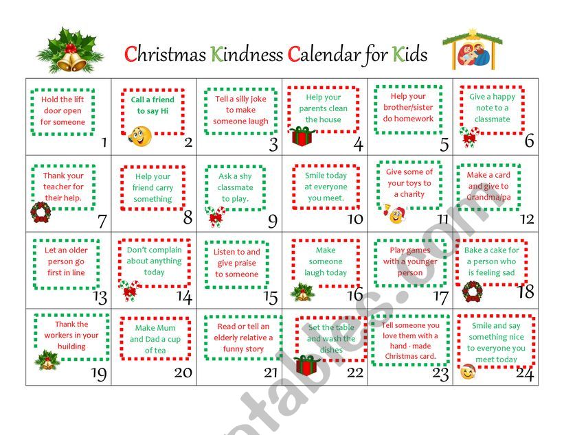 Christmas Kindness Calendar for Kids