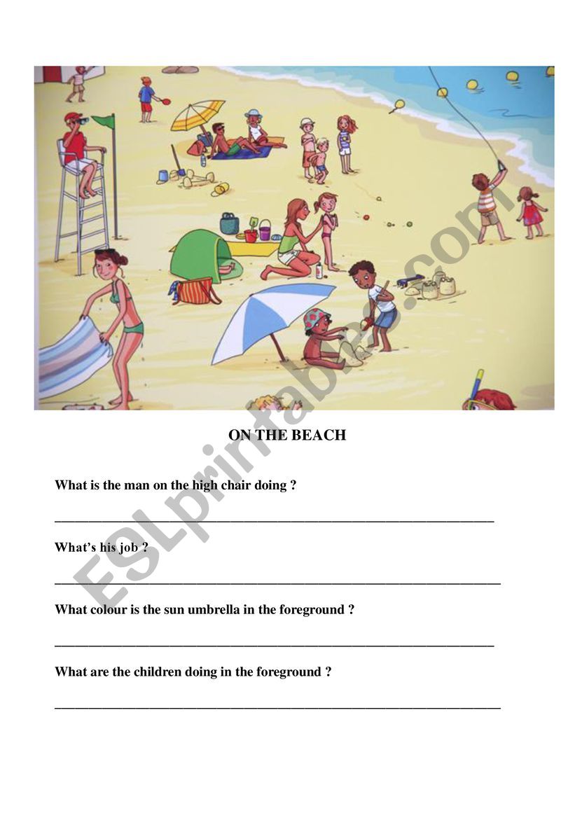 On the beach worksheet