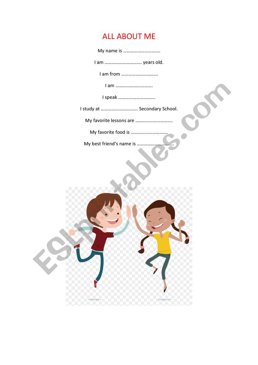 all about me worksheet