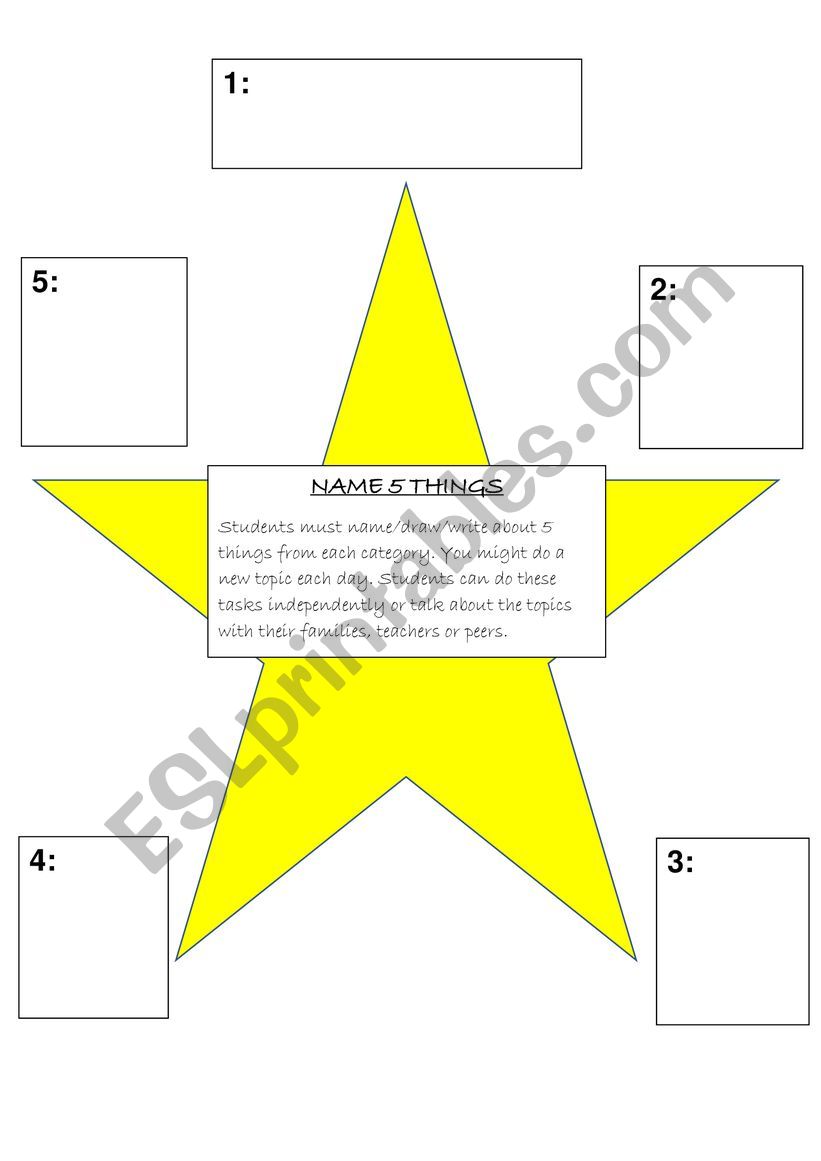 Name 5 things... worksheet