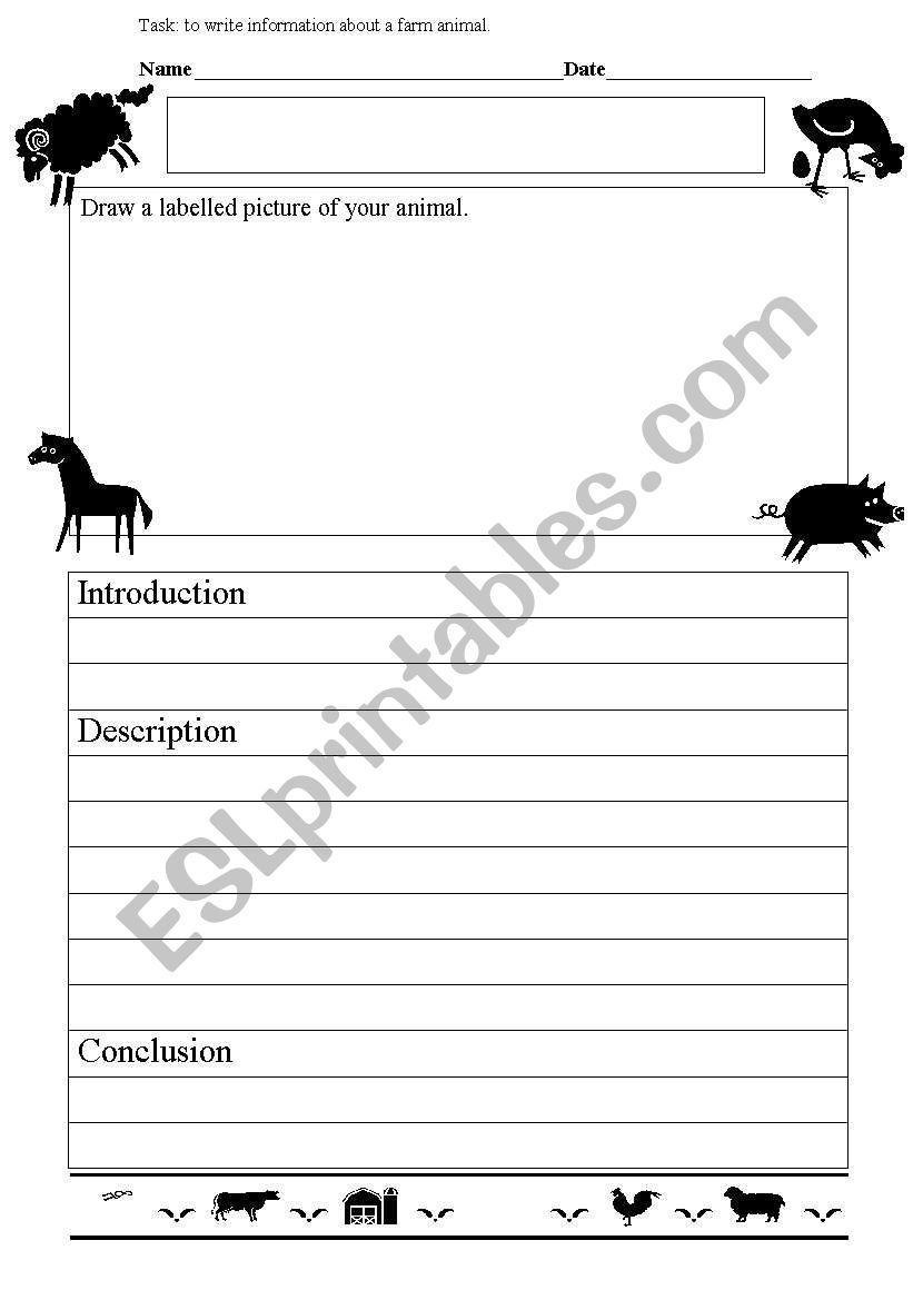Farm animal report worksheet
