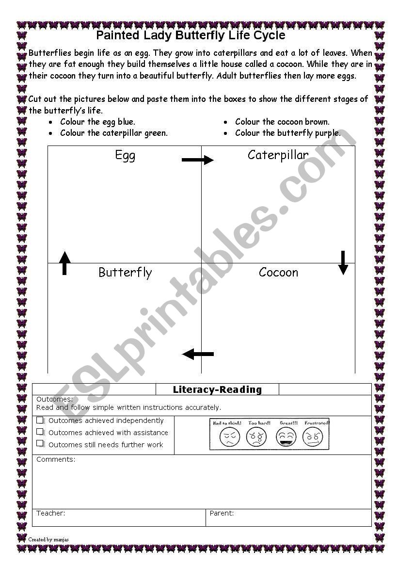 Read and do butterfly worksheet
