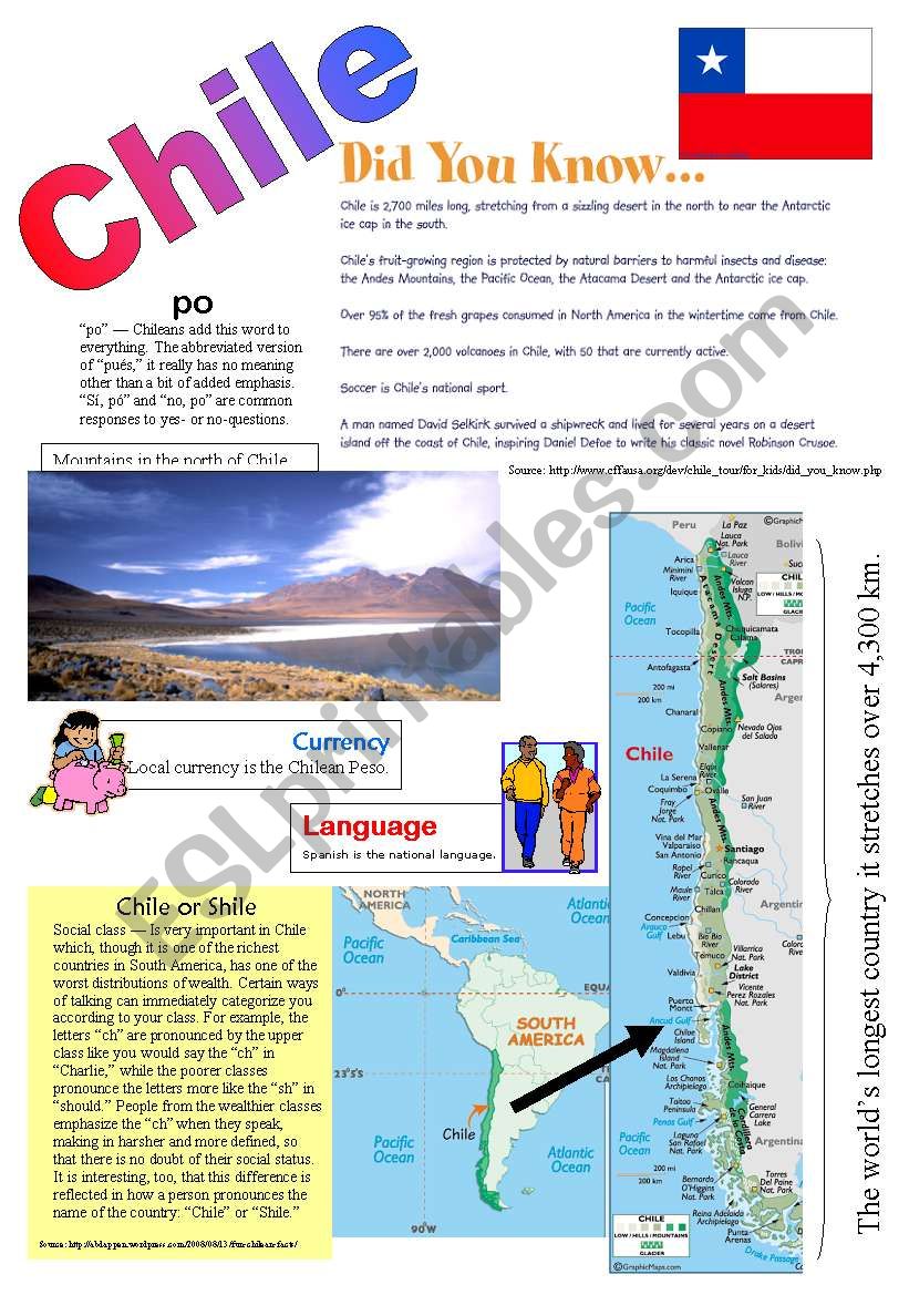 Chile fact sheet worksheet