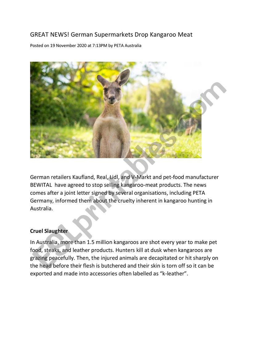 German Supermarkets Drop Kangaroo Meat