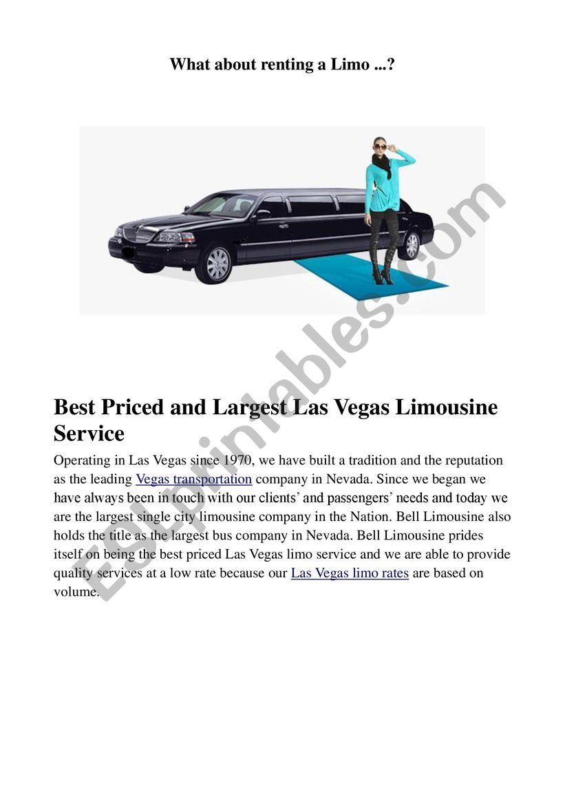 What about renting a limo  worksheet