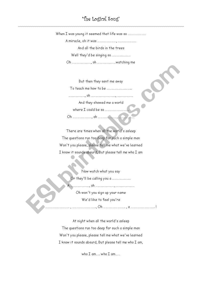 The Logical Song worksheet