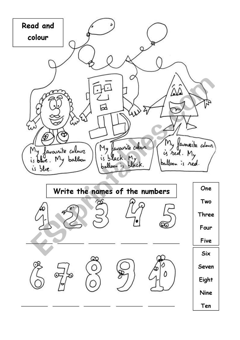Colours worksheet