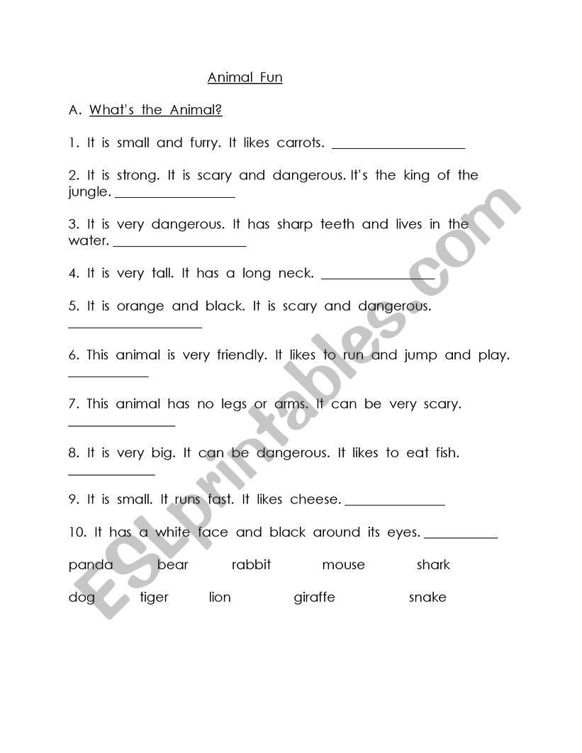 Animal Fun worksheet