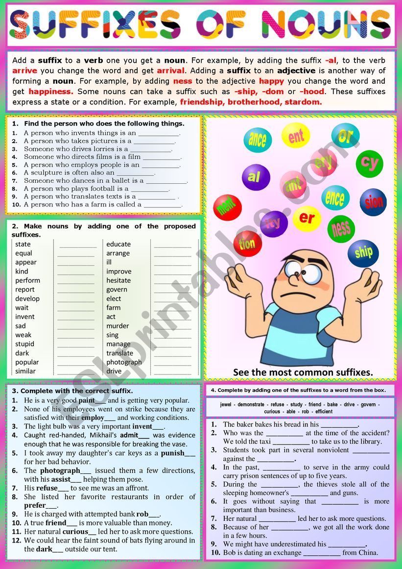 NOUN SUFFIXES - basic rules + Ex + KEY