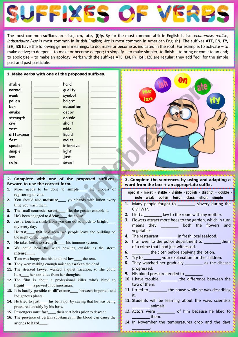 VERB SUFFIXES - basic rules + Ex + KEY