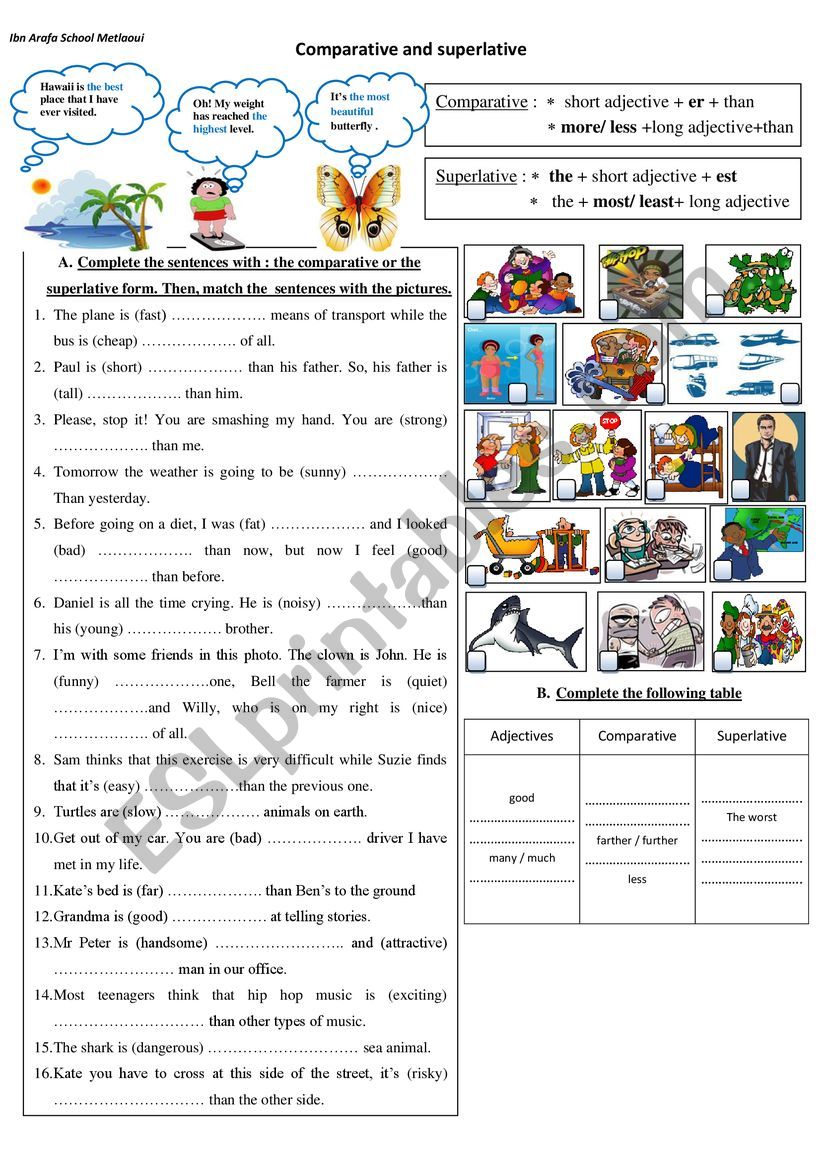 comparative and superlative worksheet