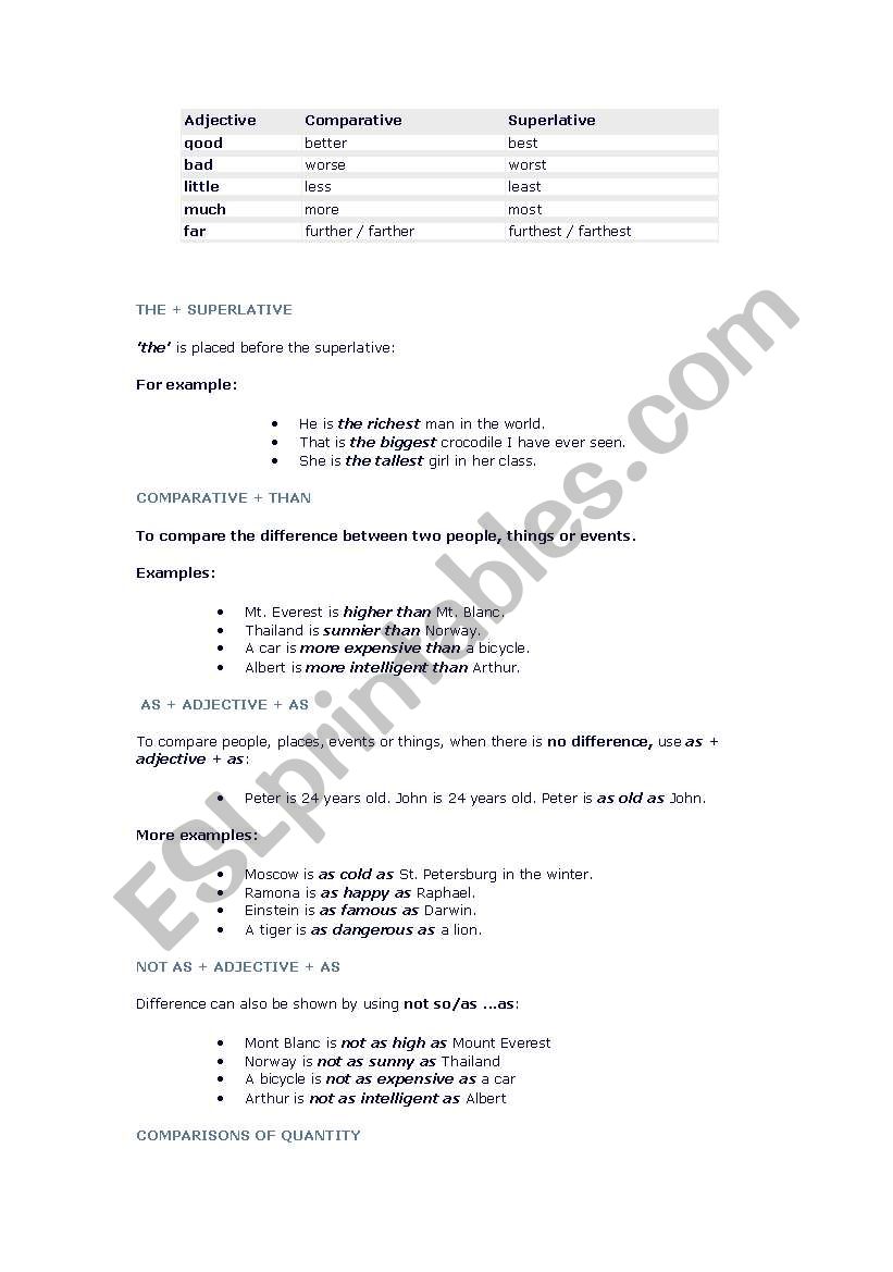 comparative and superlative worksheet