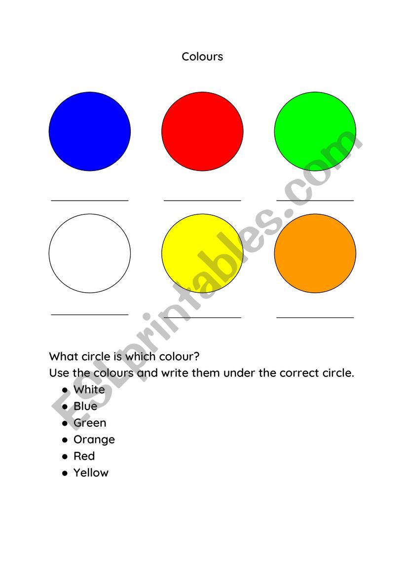 Colours worksheet