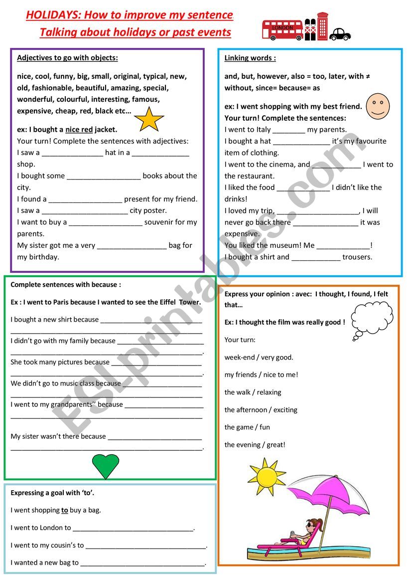 How To Improve My Sentences ESL Worksheet By Sophie A