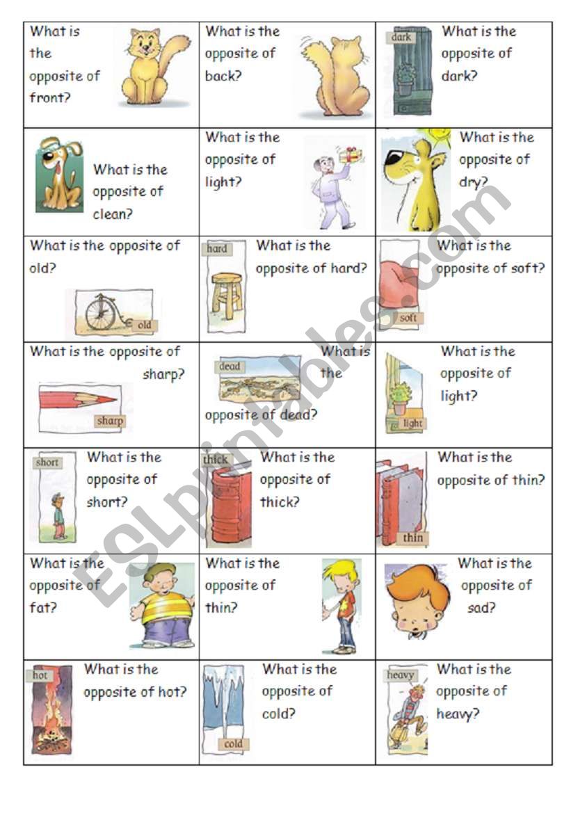 Opposite Flashcards Part 1 Of 3 Esl Worksheet By Emstacks