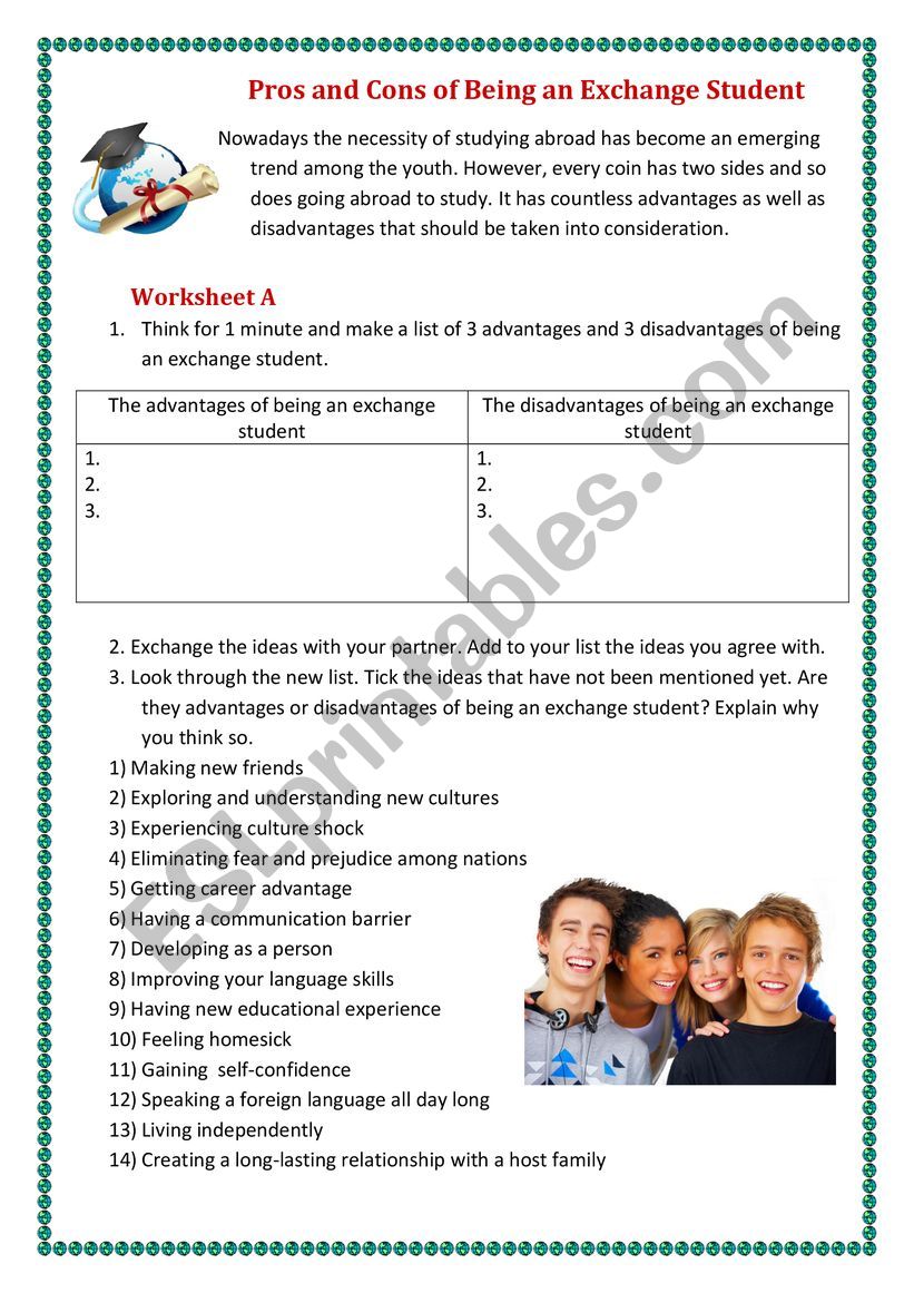 Student Exchange Program worksheet
