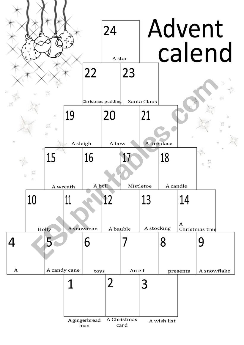 Advent calendar - part 1 worksheet