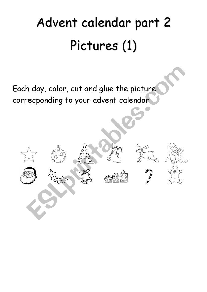 Advent calendar - part 2 worksheet