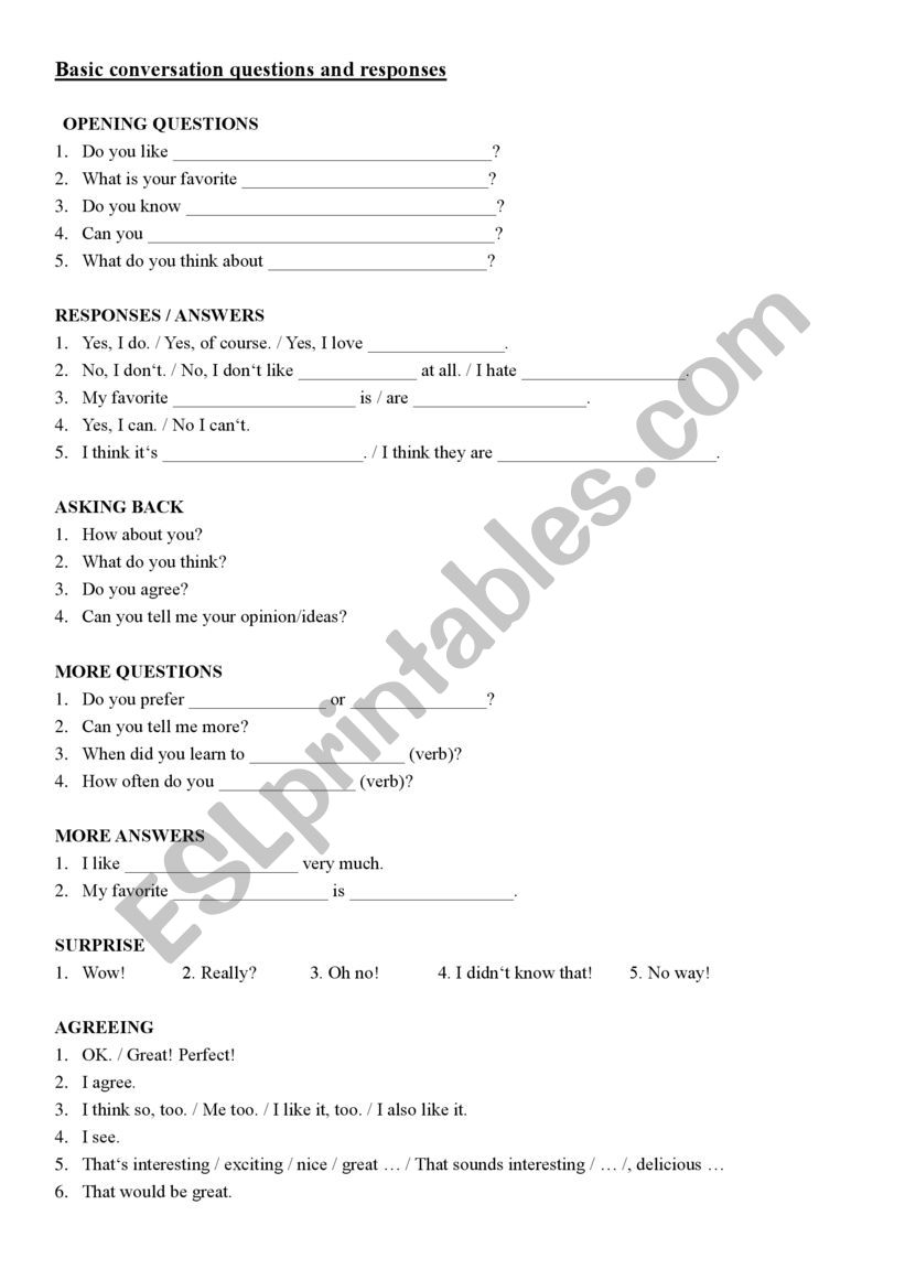 Lets talk FOOD worksheet