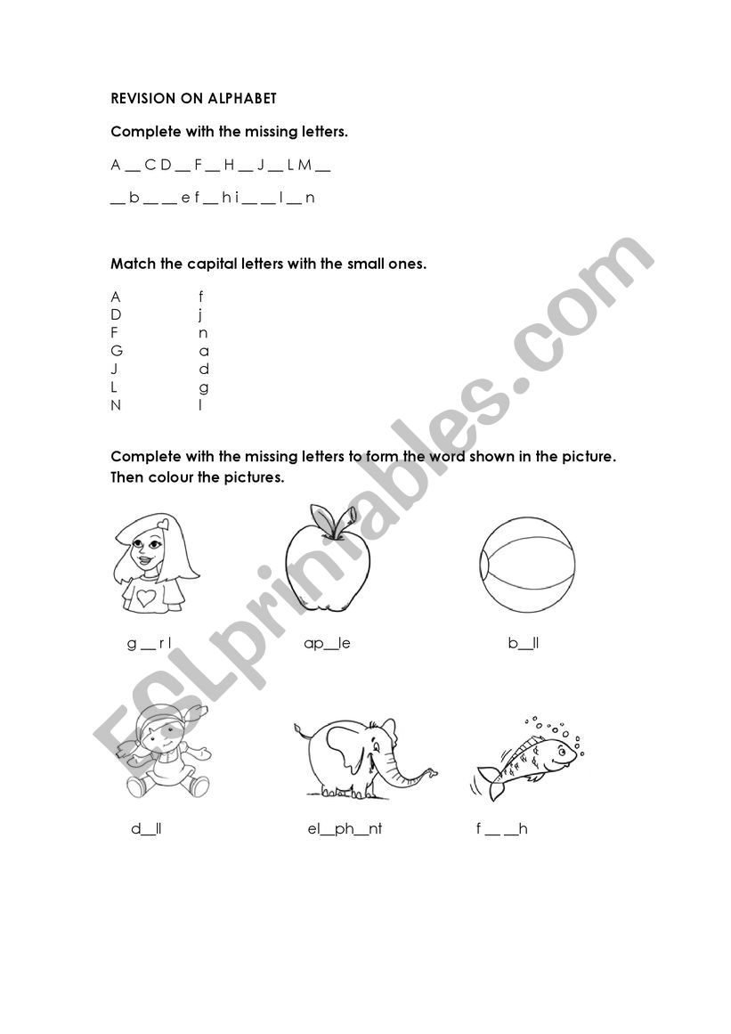 REVISION ON ALPHABET worksheet