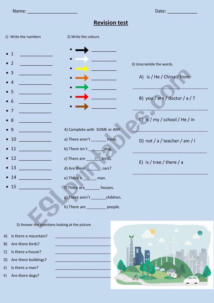 Test revision worksheet