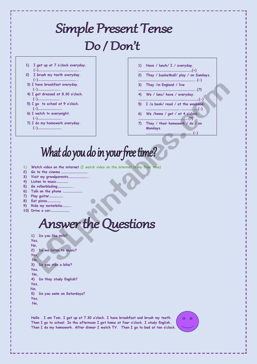 simple present tense. worksheet