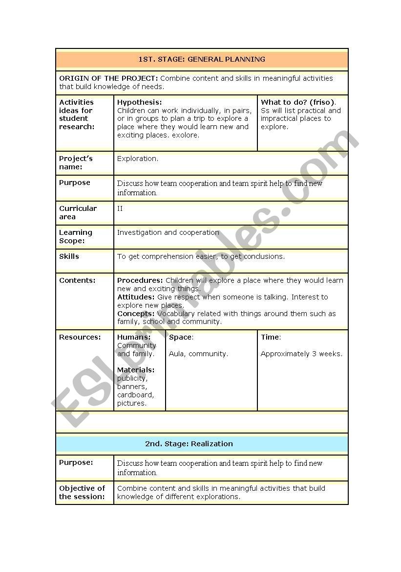 PROJECT PLANNER worksheet