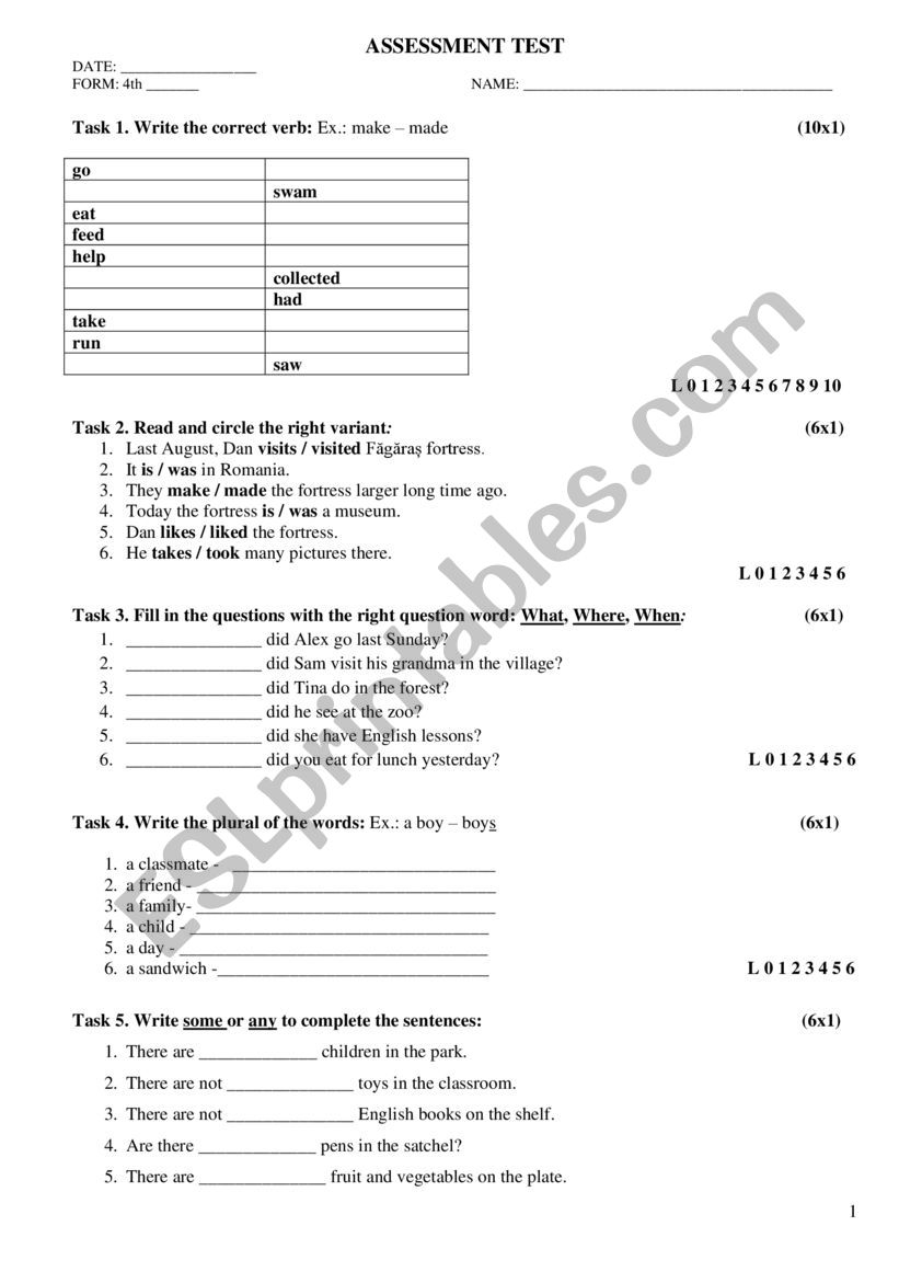 SUMMATIVE EVALUATION worksheet